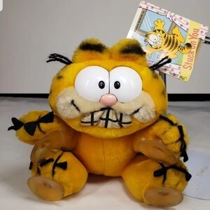 Vintage Plush Garfield 1981 Stuck On You Suction Cup Window Cling With Tag